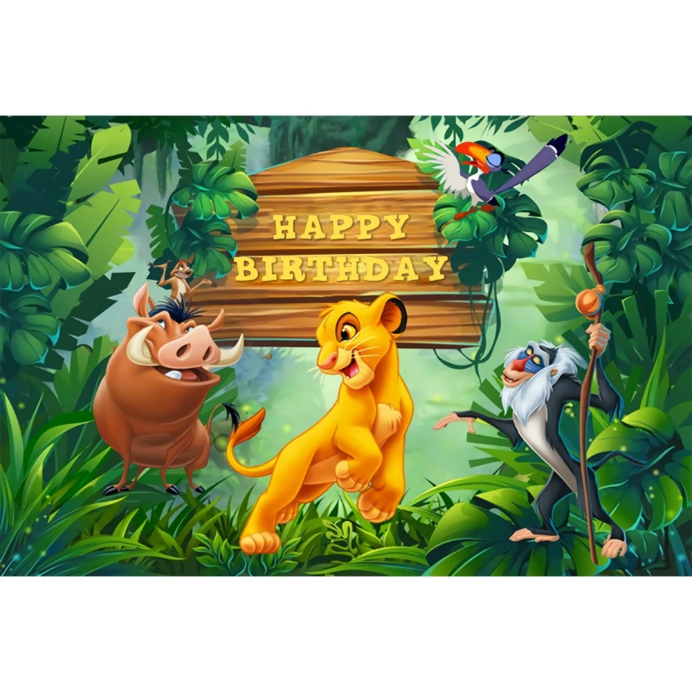 Custom Name Lion King Baby 1st Birthday Backdrop Photography Jungle Animal Newborn Portrait Photographic Background Photo Studio