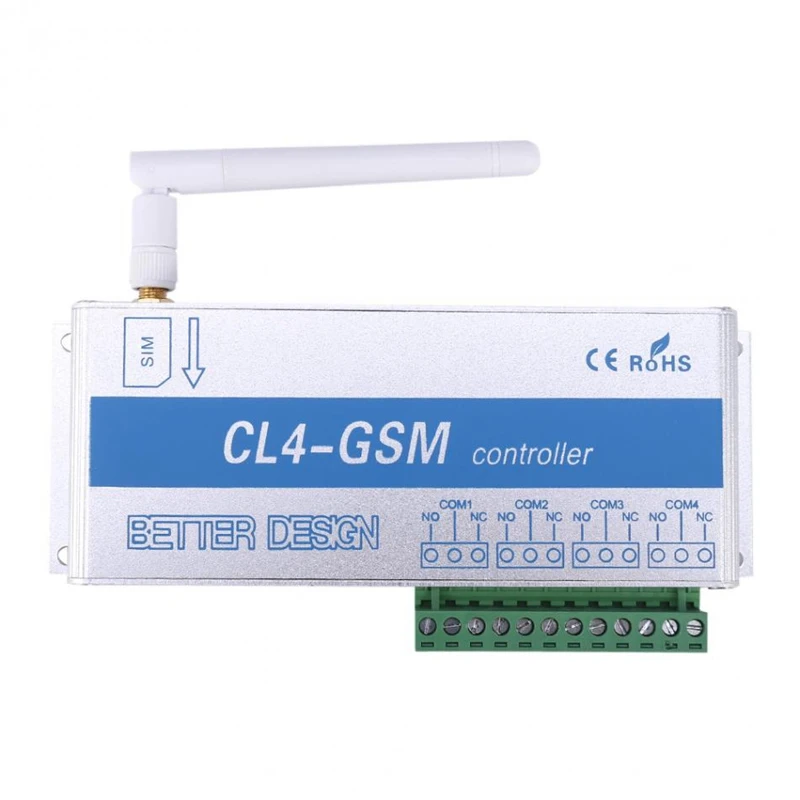 

Cl4-Gsm Wireless Remote Control Relay Switch Sms Smart Home Security System Switch Silver + Blue Aluminum Alloy Eu Plug