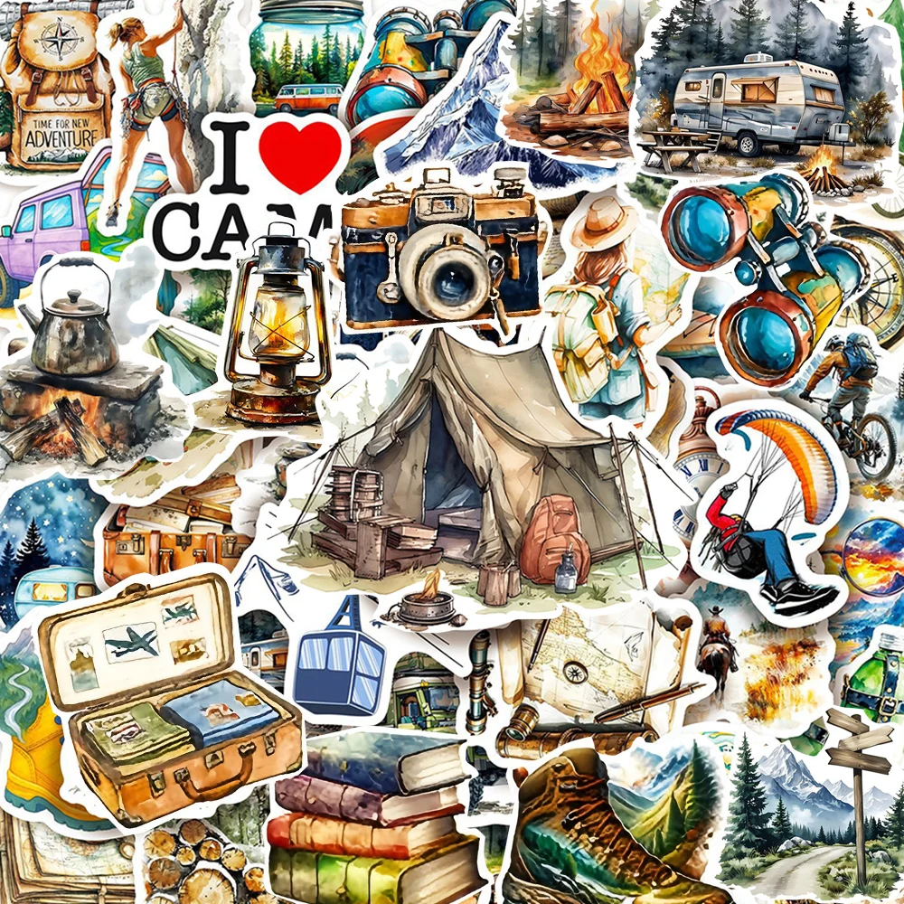 10/30/50 stücke Cartoon Outdoor Camping Reise Aufkleber Kreative Lustige Aquarell Graffiti Aufkleber DIY Laptop Telefon Koffer Aufkleber