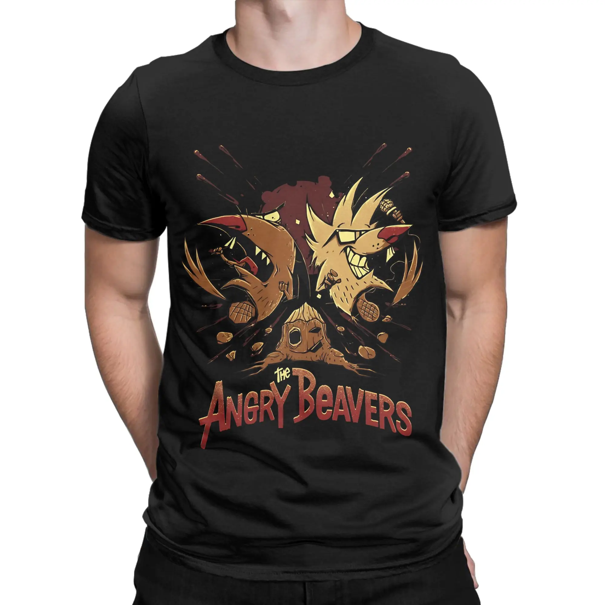 Men Women Angry Cartoon Tv Series Beavers Funny Men Fan Funny Graphic 100% Cotton T-Shirt The Angry Beavers Tops Tees For Men