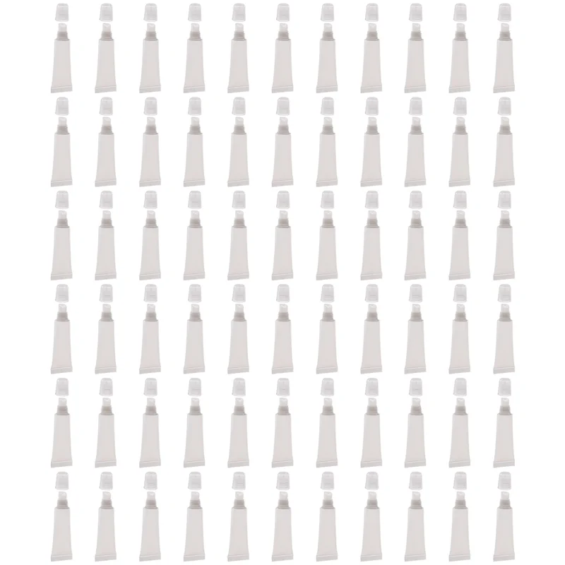A24P 50 Stück 10 ml Lipgloss-Röhrchen, leere Lotion-Nachfüllröhrchen, weiche Quetschröhrchen für DIY-Reiseverteilungsflasche