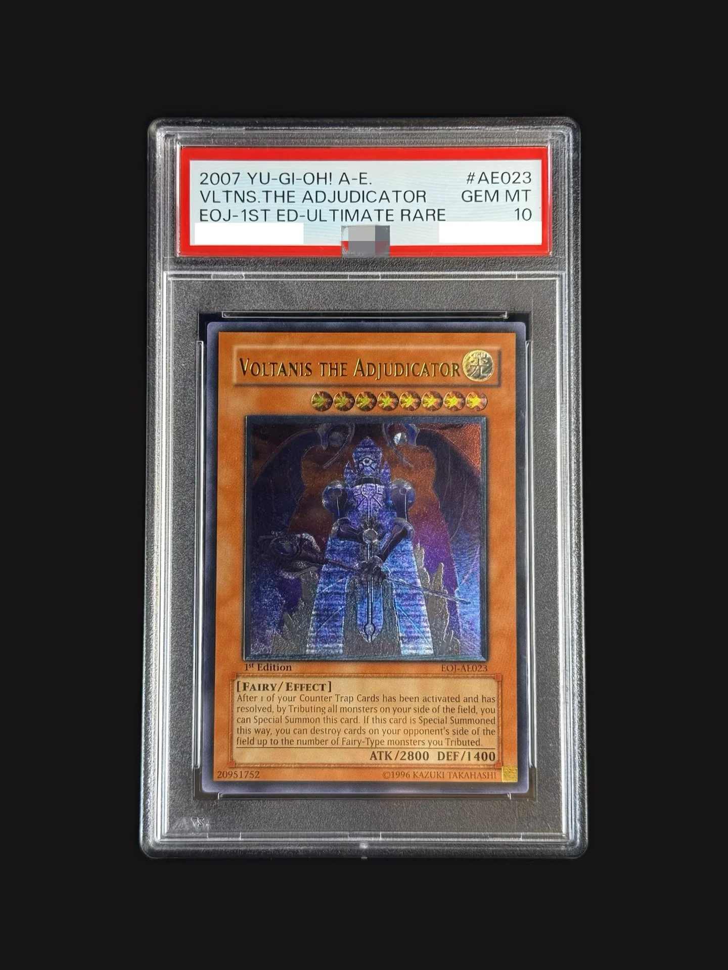 Yu-Gi-Oh! DIY Custom EOJ-AE023 Voltanis Adjudicator 1st Ed, Ultimate Rare PSA-Style GEM MT10 Slab (Not Original)
