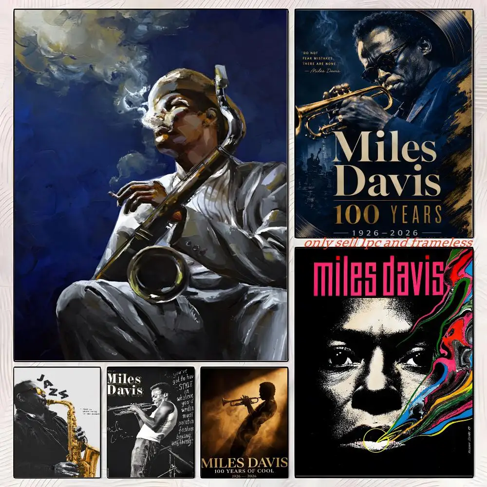 Miles Davis jazz artist wall art Poster Gift with prints Home bedroom living room decoration promotion and display