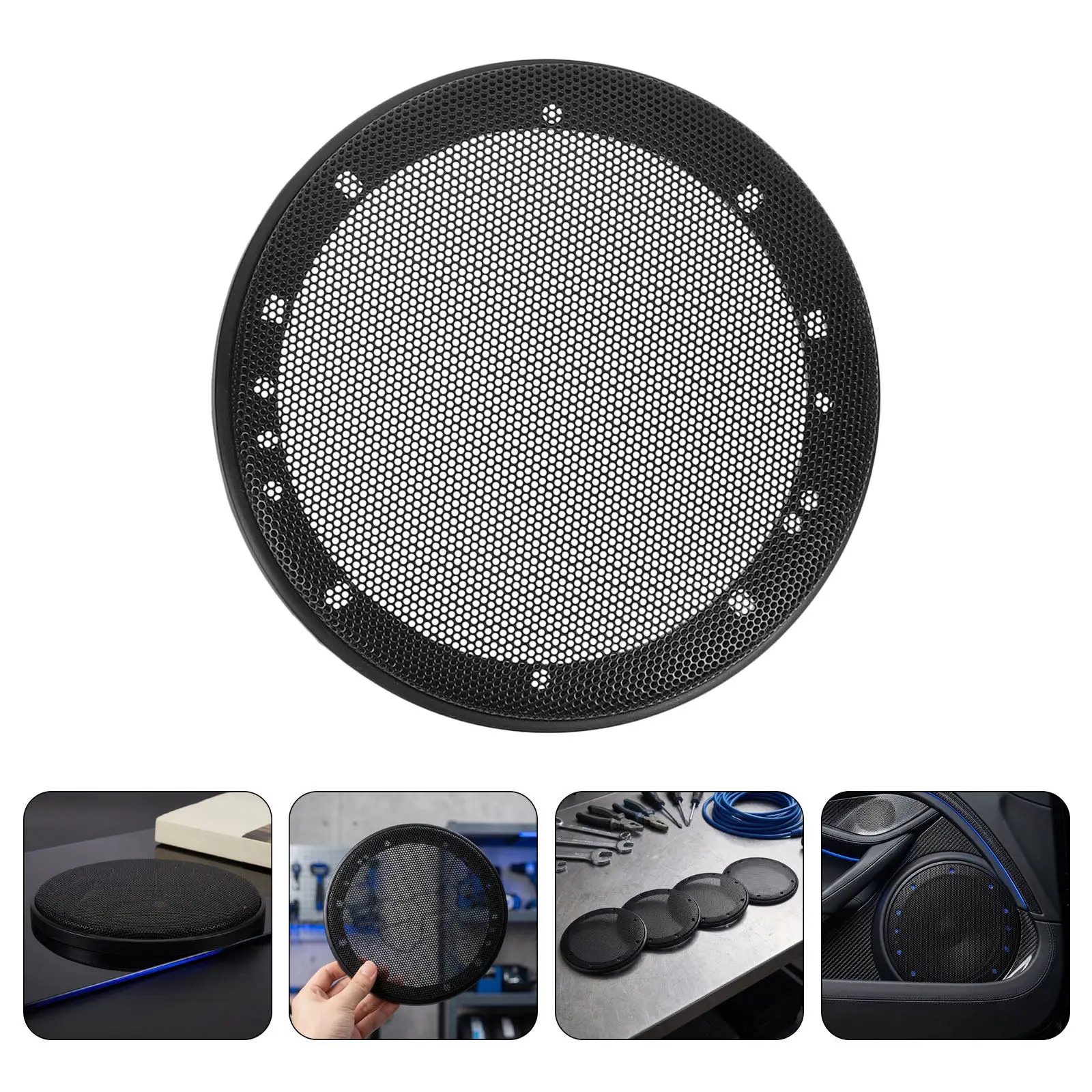 4Pcs 6.5 Car Speaker Grill Covers Subwoofer Guard Mesh Cover Plastic Frame Iron Car Audio Speaker Protective Net