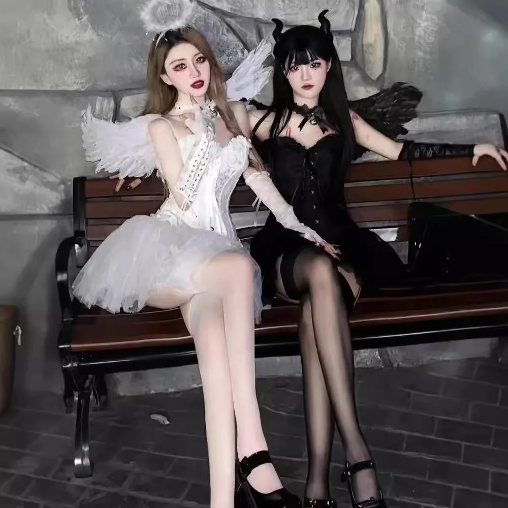 

Halloween Cosplay Little Devil Angel Dress Best Friend Set Spicy Girl Street Princess Fluffy Skirt Music Festival Wings