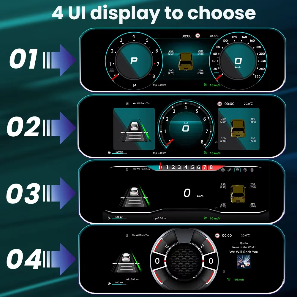 لوحة القيادة الرقمية العنقودية اللاسلكية CarPlay أندرويد السيارات لشركة فولكس فاجن جولف 6 جولف 7 MK7 MK5 تيجوان شيروكو أداة لوحة قمرة القيادة