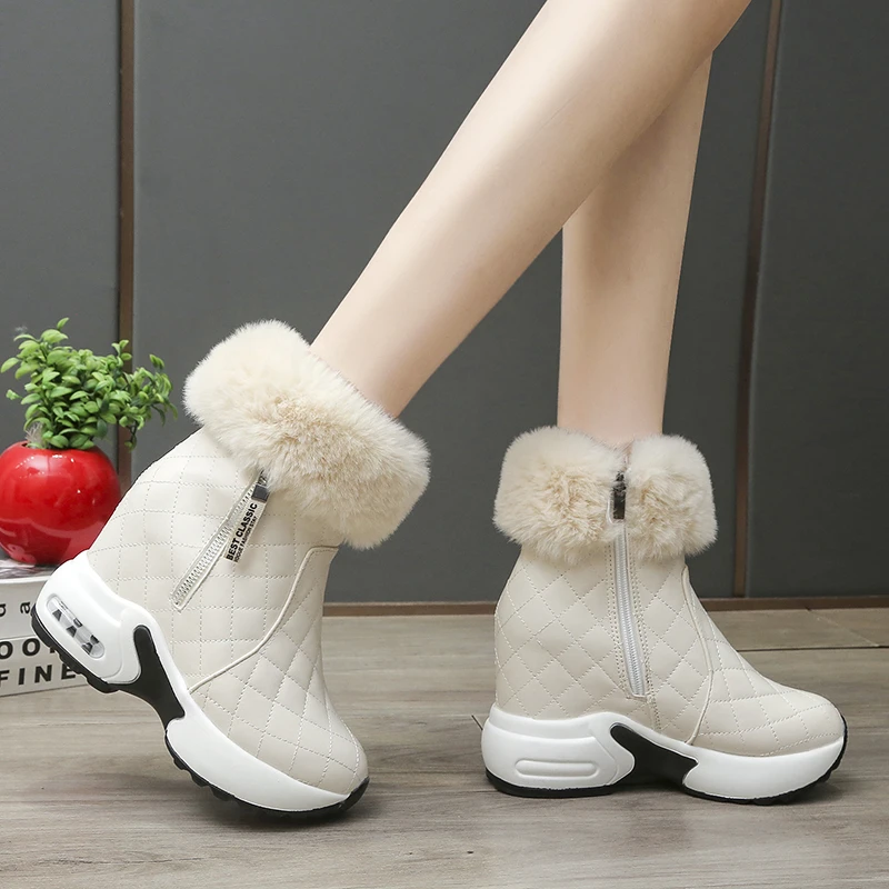 Winter Warm Rabbit Fur Sneakers Platform Snow Boots Women 2023 Ankle Boots Female Causal Shoes Ankle Boots for Women