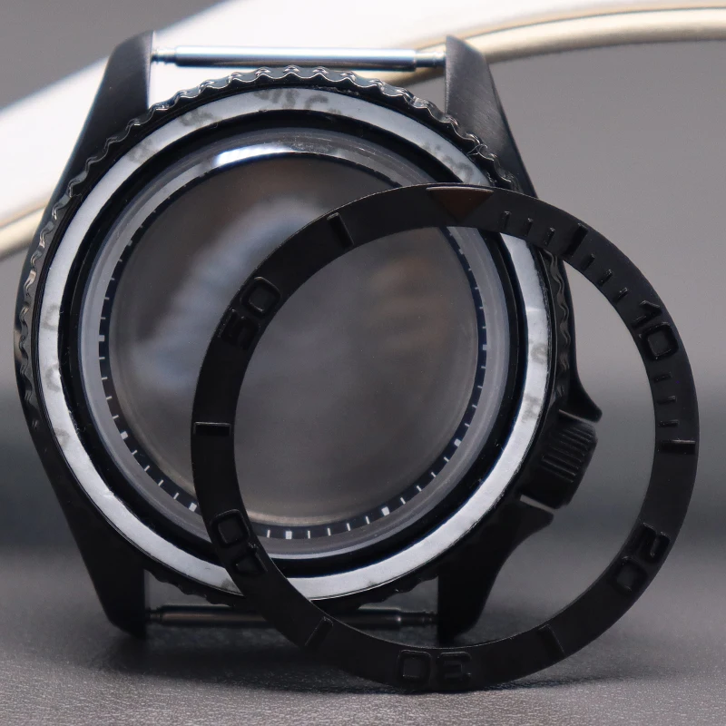 

42.5mm Black Stainless Steel Waterproof Watch Case Ceramic Bezel For Seiko NH34 NH35 NH36 NH38 Movement 28.5mm Dial SKX007 Mod