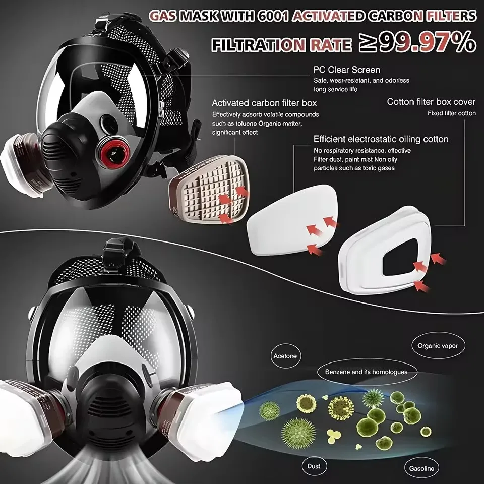 Anti-Fog 6800 Chemical Mask Gas Mask Dustproof Respirator Paint Pesticide Spray Full Face Filters For Laboratory Welding Dust