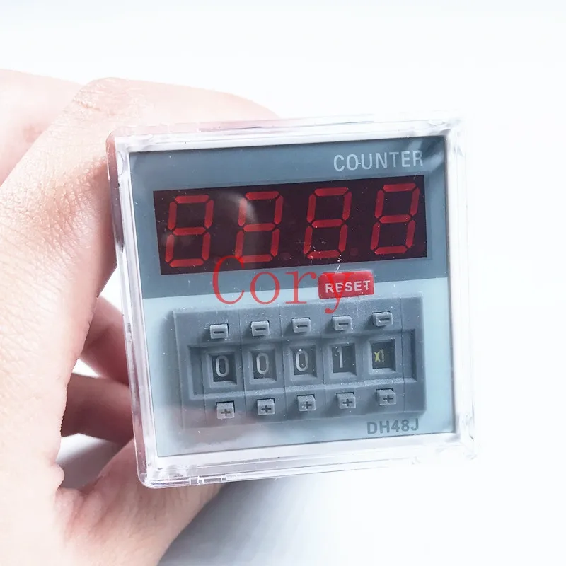 DH48J SPDT Digital preset counter relay 1-999900 LED display 8 pin panel installed