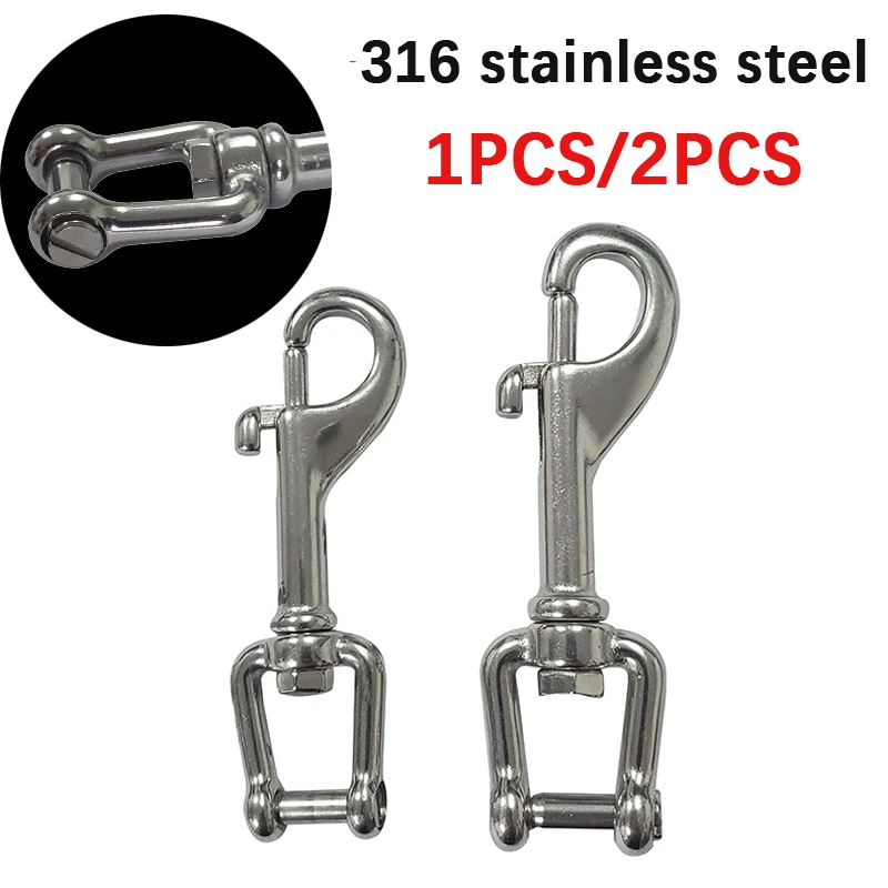1/2Pcs Heavy Duty 316 Stainless Steel Shackle Eye Bolt Snap Hooks Metal Buckles Dog Collar Swivel Lobster Clasp Carabiner Clip