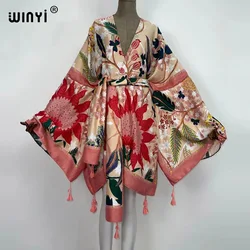 WINYI Autumn dresses for Women Cardigan Loose Long Dress Cocktail Party Boho Maxi African Holiday Batwing Sleeve kimono