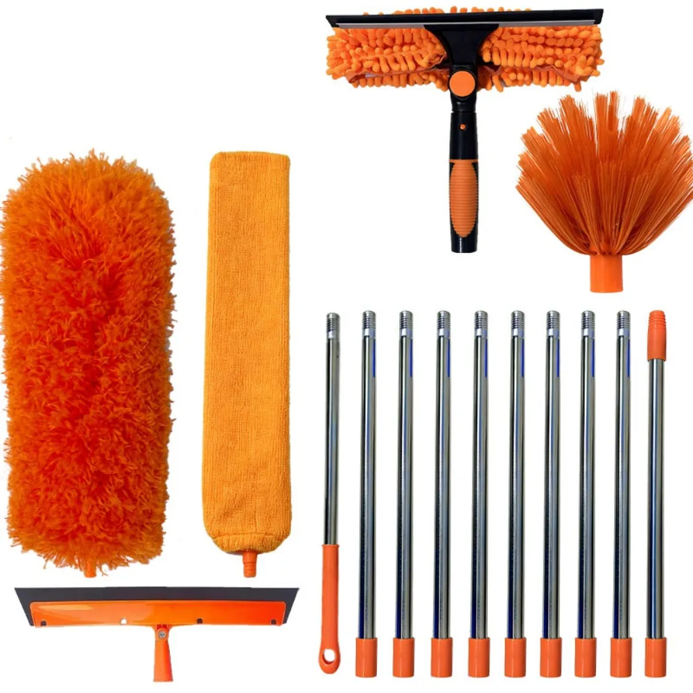 Max length 4.25m Window Squeegee Set Extension Pole Microfiber Glass Cleaner Set Dusting Cleaning High Spider Window Washing Kit