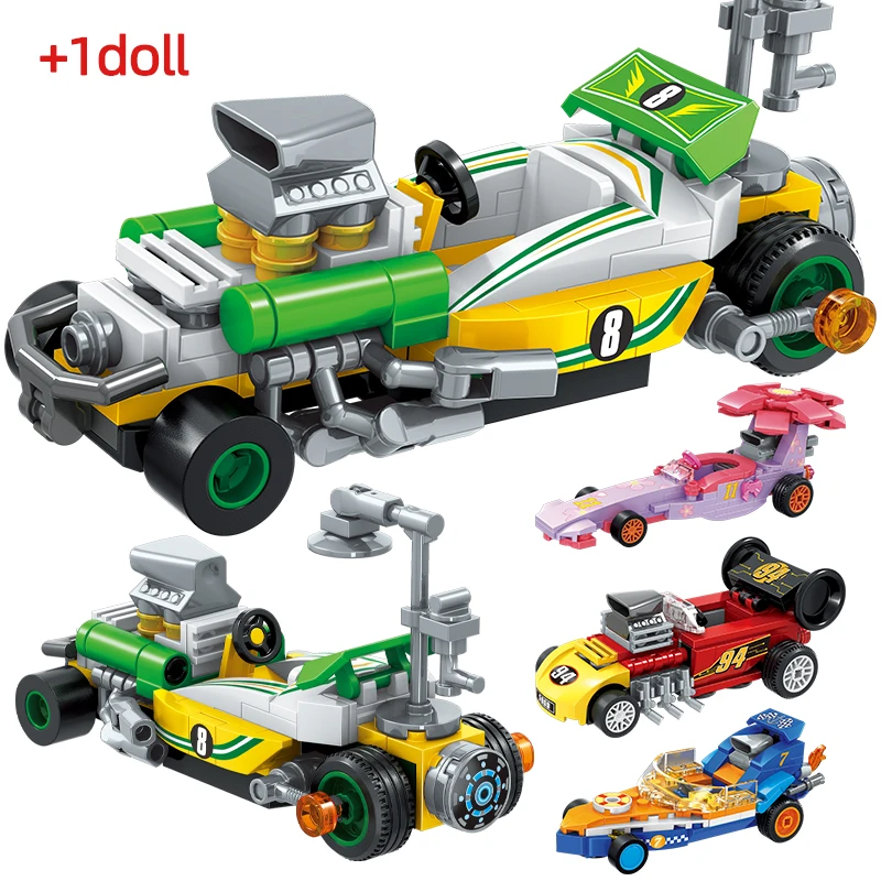 

Technical City Retro Classic Turbo Steam Racing Car Building Blocks Sakura Yacht Sports Vehicle Figures Bricks Toys For Kids