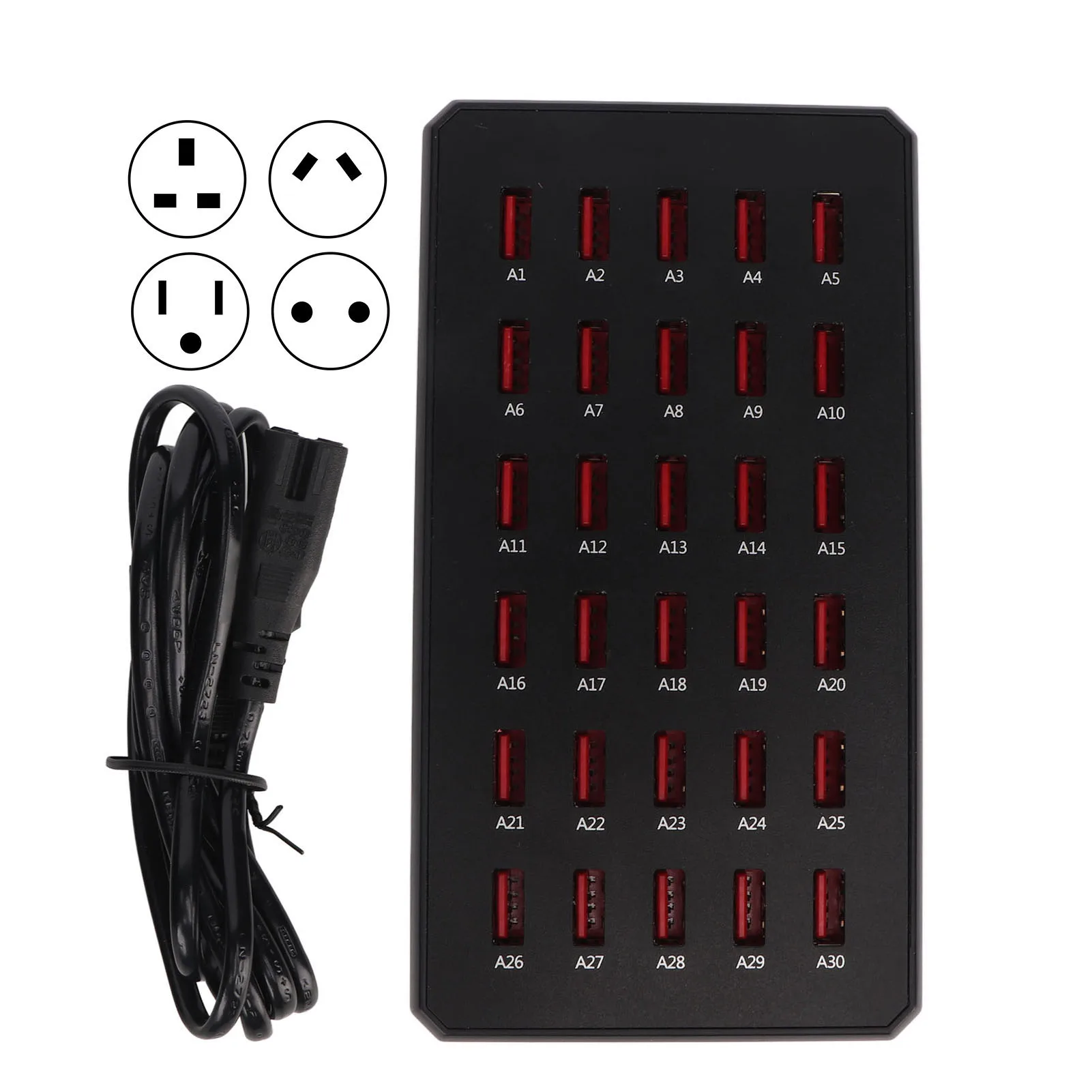 

Universal 150W 30 Port USB Charging Station Multiple Devices USB Desktop Chargers for Cell Phone Digital Appliances Model WT268