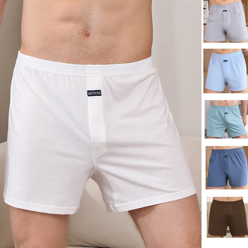 4pcs Male Arrow Pants Men Cotton Boxers Shorts Loose Mid-Waisted Men's Plus Size Underwear Homewear Comfortable Panties