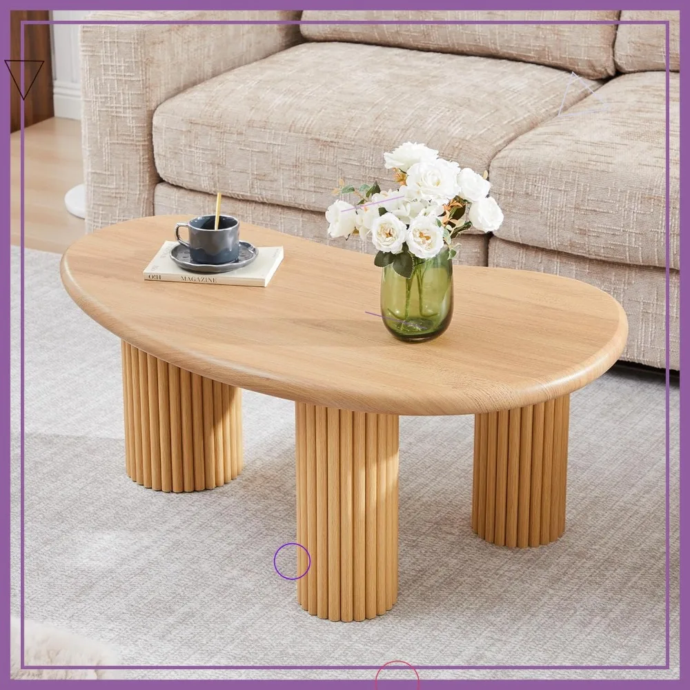 

Журнальный столик в фермерском доме 39 дюймов, центральный стол с рифленым деревянным акцентом для гостиной, небольшой домашний офис (натуральный)