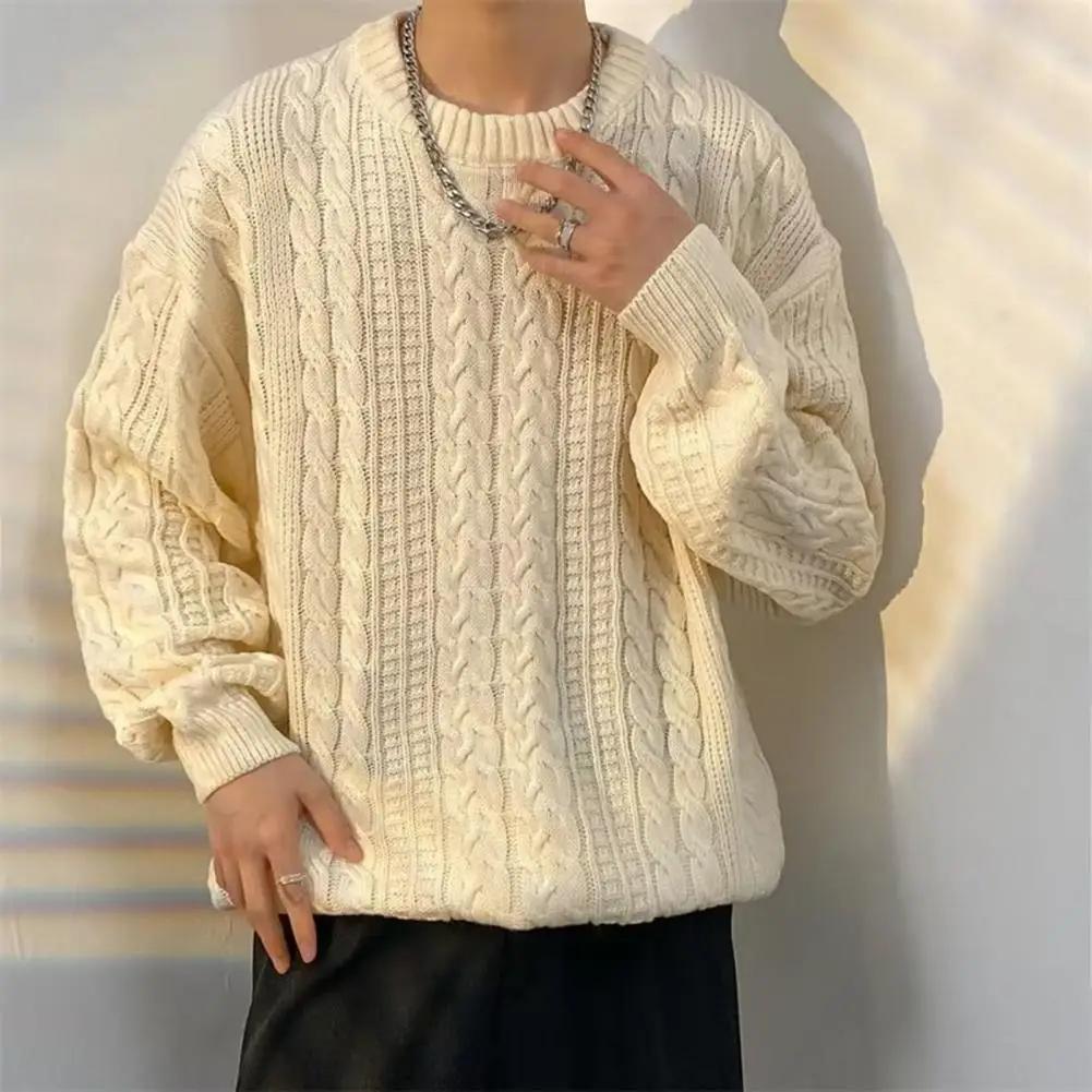 Sweater Men's 2024 Autumn Winter New Pure Color Pullover Knitted Sweater Menwear Fashion Large Size Male Clothing