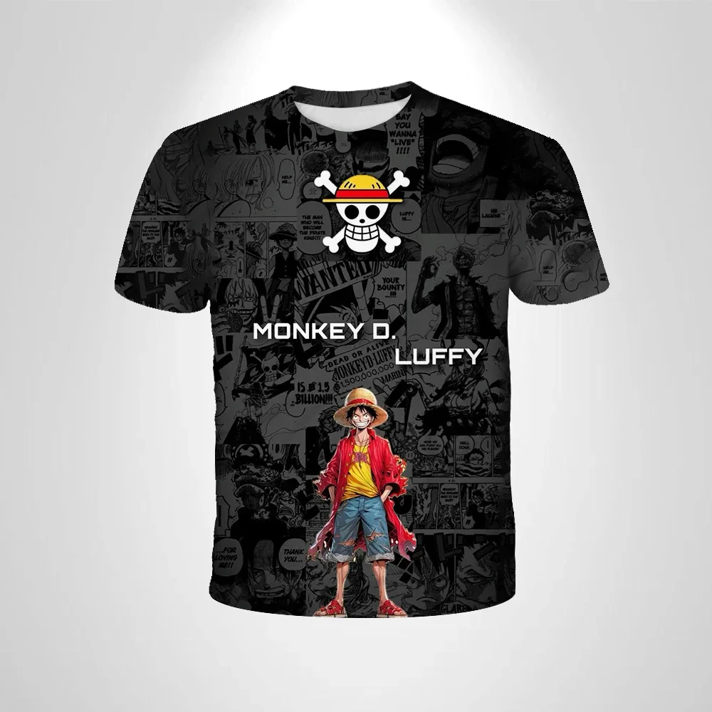 One Piece Monkey D. Luffy 3D-gedrucktes T-Shirt im Manga-Stil, lässiges Kurzarmshirt für Herren und Damen, Anime-Streetwear für Jungen und Mädchen