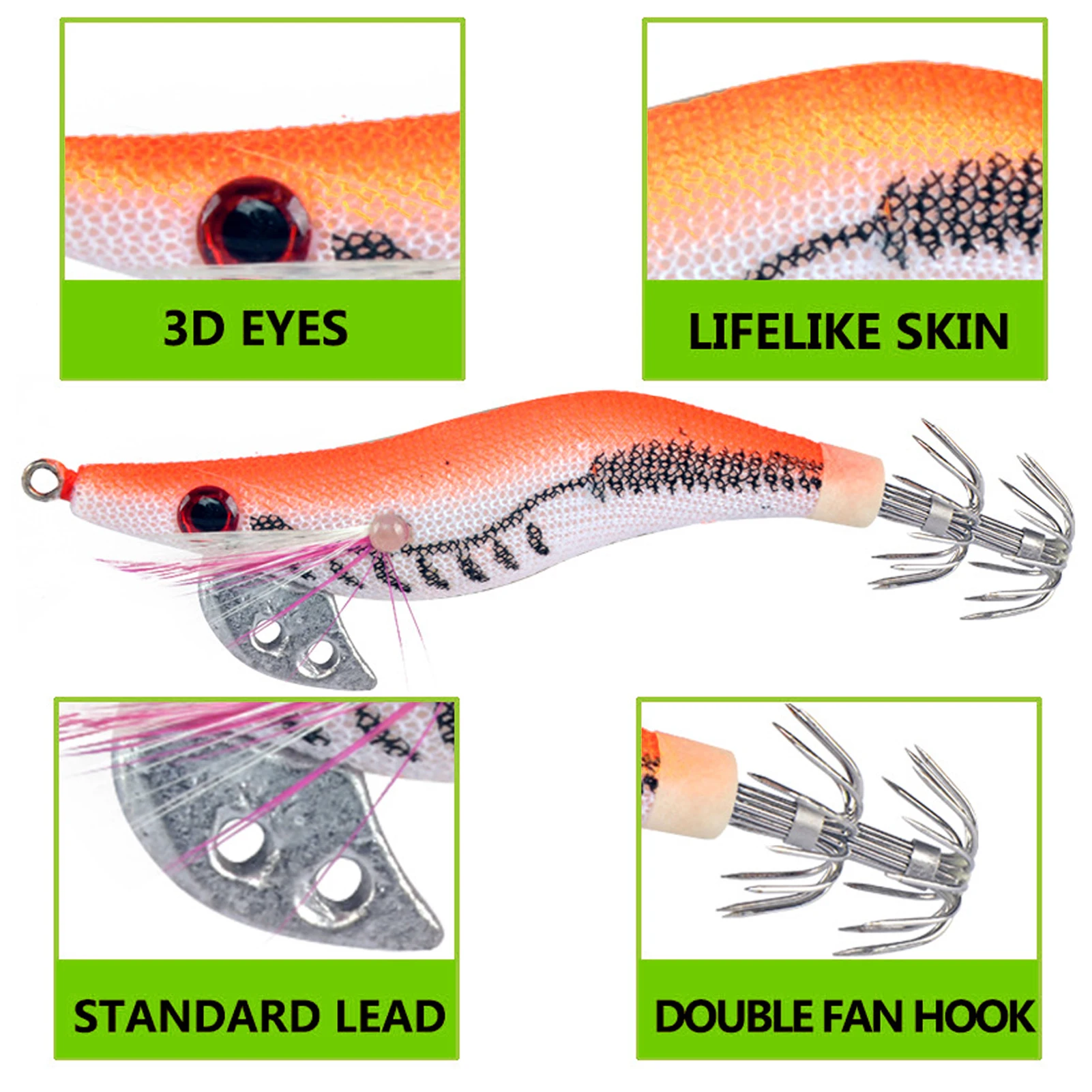 FREE FISHER señuelo sepia luminoso de madera para pesca en mar - imagen 2