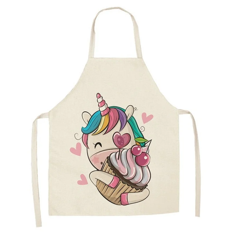 Cute Cartoon Unicorn Series Apron Custom Fashion Linen Apron Adult Home Party Children Painting Decoration Antifouling Apron