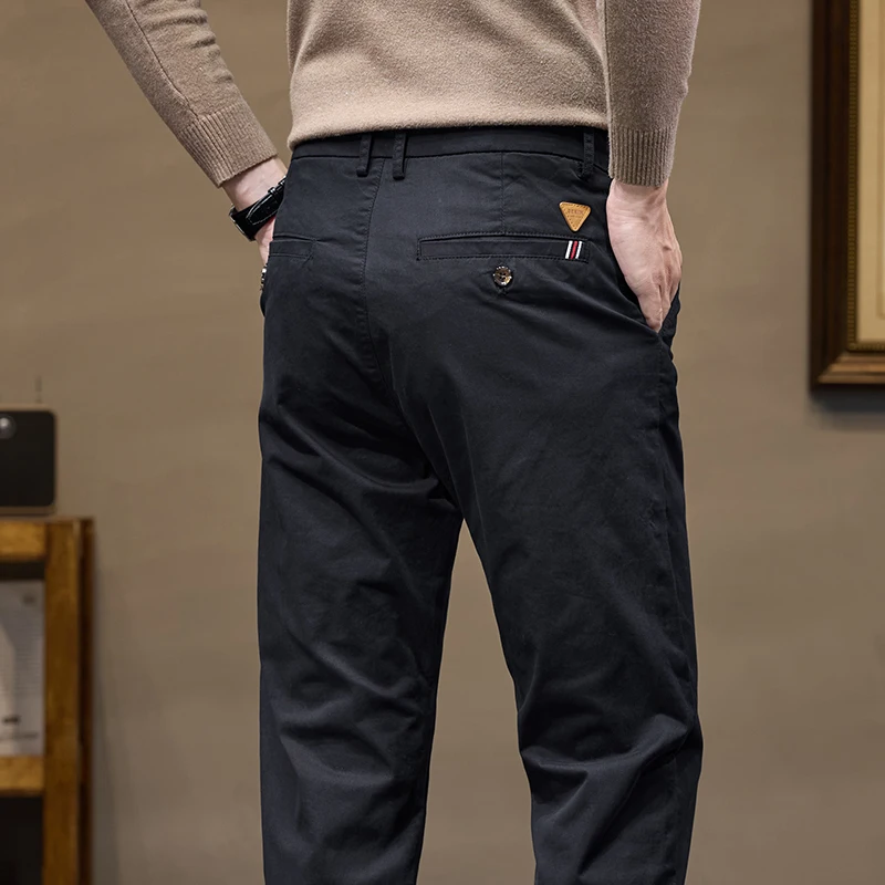 Pantalones de trabajo elásticos para hombre, pantalón informal, Delgado, Regular, moda coreana, primavera, otoño e invierno, nuevo diseño, 2024