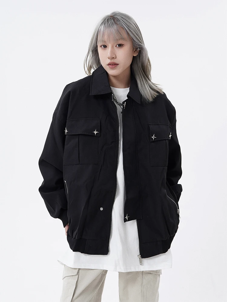 

Chuan Chuan Ya Jia оригинальный дизайн американский High Street Jaet свободный хип-хоп oulder мужской женский модный топ