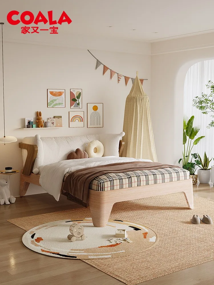 Cama de madera maciza para niños, 1-5 metros, cama para niños, cama de princesa para niñas, cama individual, 1-2 metros, cama para niños, todo sólido