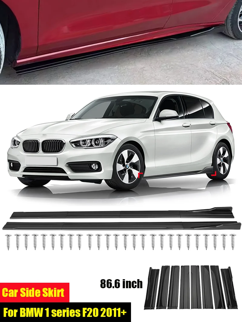 Für BMW Zubehör F20 F21 1-Serie 118I 116D 2019+ Glänzend Schwarz Auto Seitenschweller Erweiterungen Rocker Panels Seitenverkleidung Spoiler Facto – Detail 1