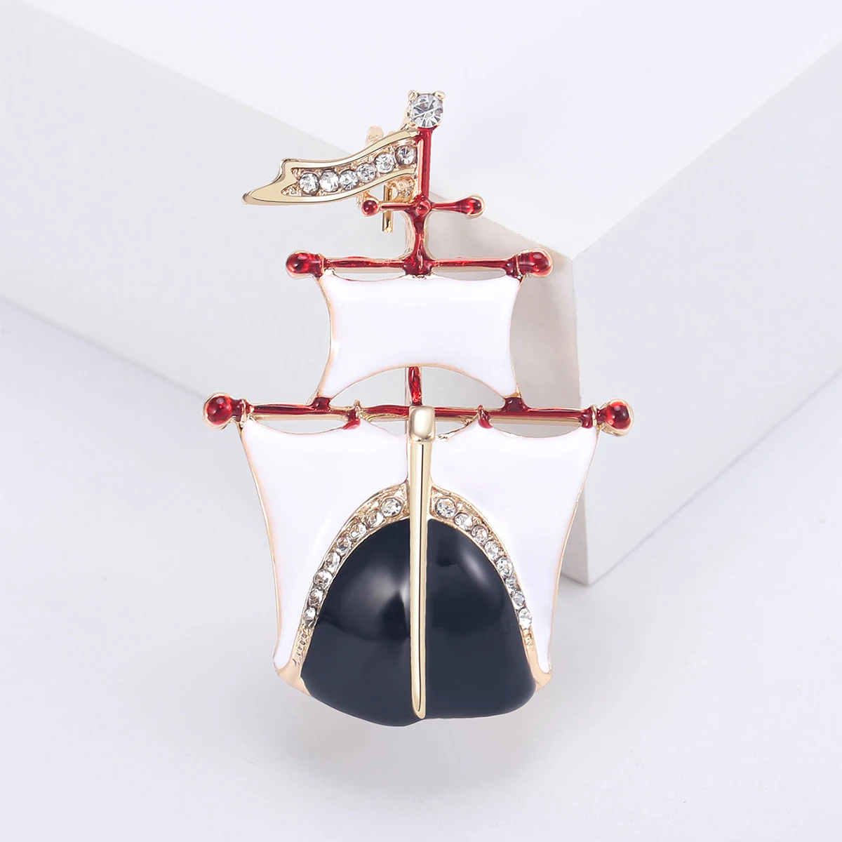 StarryGem Wholesale Enamel Boat Brooches for Women Unisex Sailboat Pins Office Party Friend Gifts Accessories