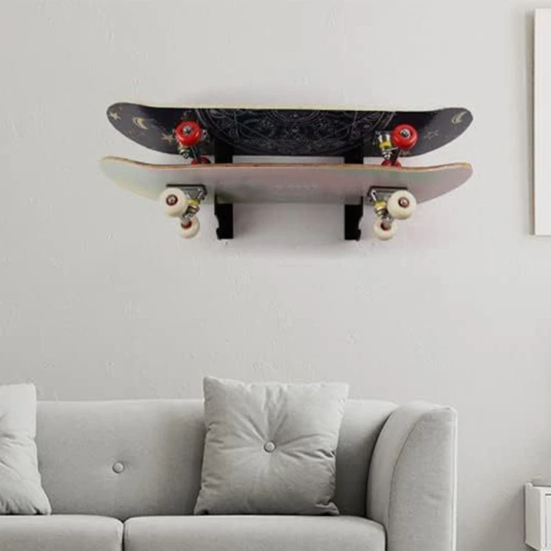 Convenient Skateboard Wall Hanger Double Skateboard Display Stand Acrylic Skateboard Wall Hangers with Hooks Wall Display Rack