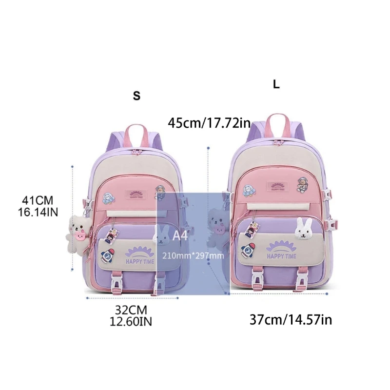 Mochila escolar encantadora para niñas, Bolsa Escolar Linda para niñas adolescentes, mujeres, estudiantes, mochilas de día casuales de viaje con alfileres y colgante