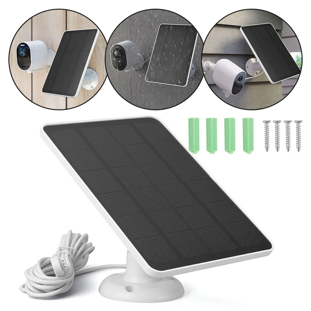 4W/6W 5V Solar Panel Charger Adjustable Wall Mount Solar Battery Charger for Arlo Pro 5S/4/3 Floodlight Camera