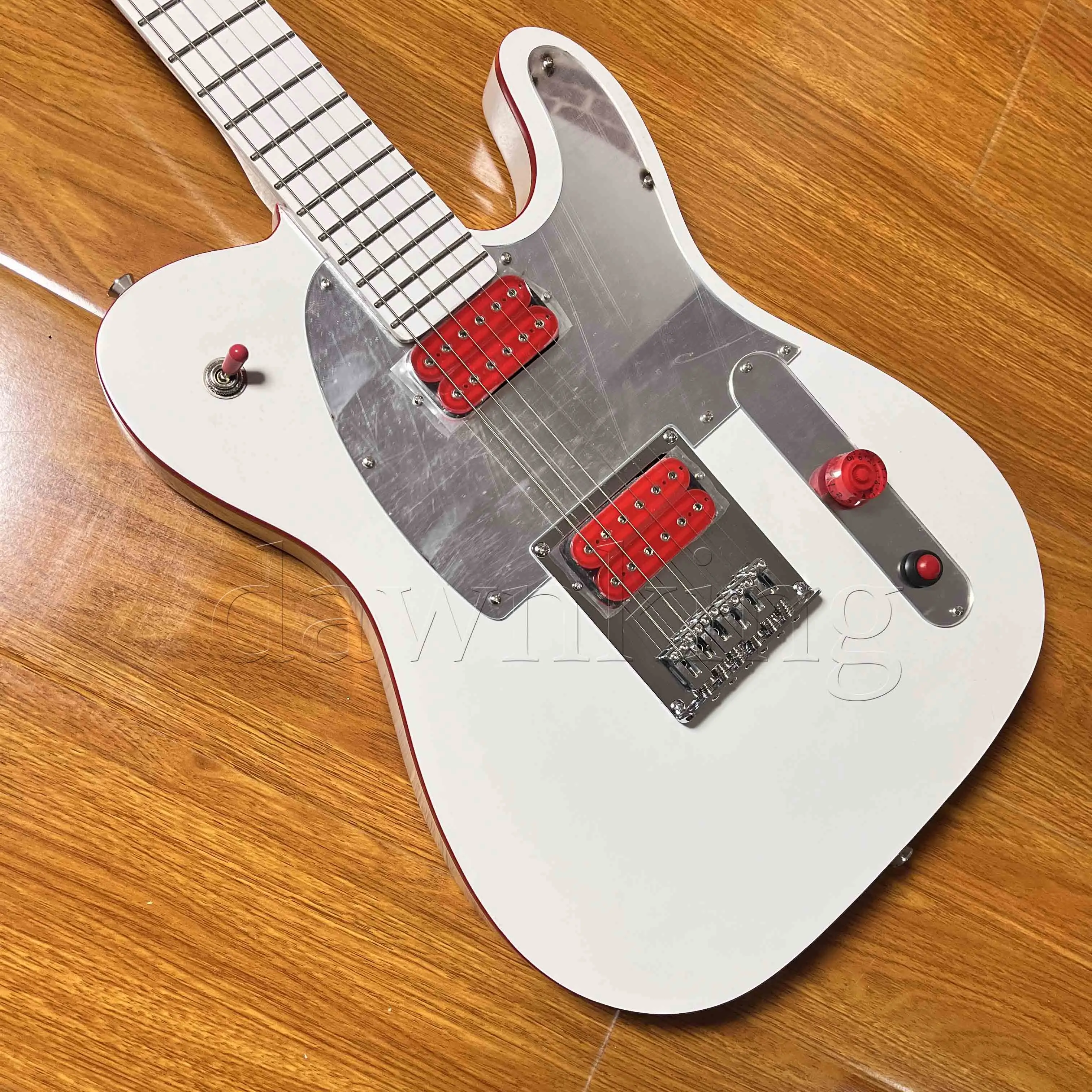 

John 5 Ghost Electric Guitar,Arcade-Style Control,Red Body Binding,Red Pickups,Mirror Pickguard