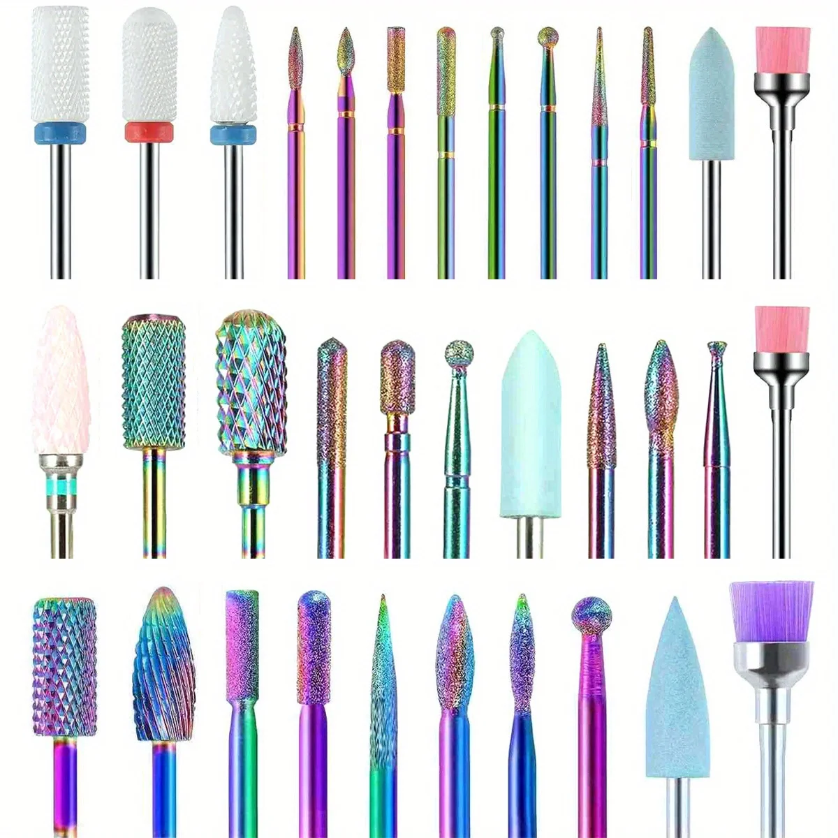 10/11/13/19Pcs/Box Professional Ceramic Nail Drill Bit Set Electric Manicure Nail File Bit For Acrylic Gel Nails And Cuticles