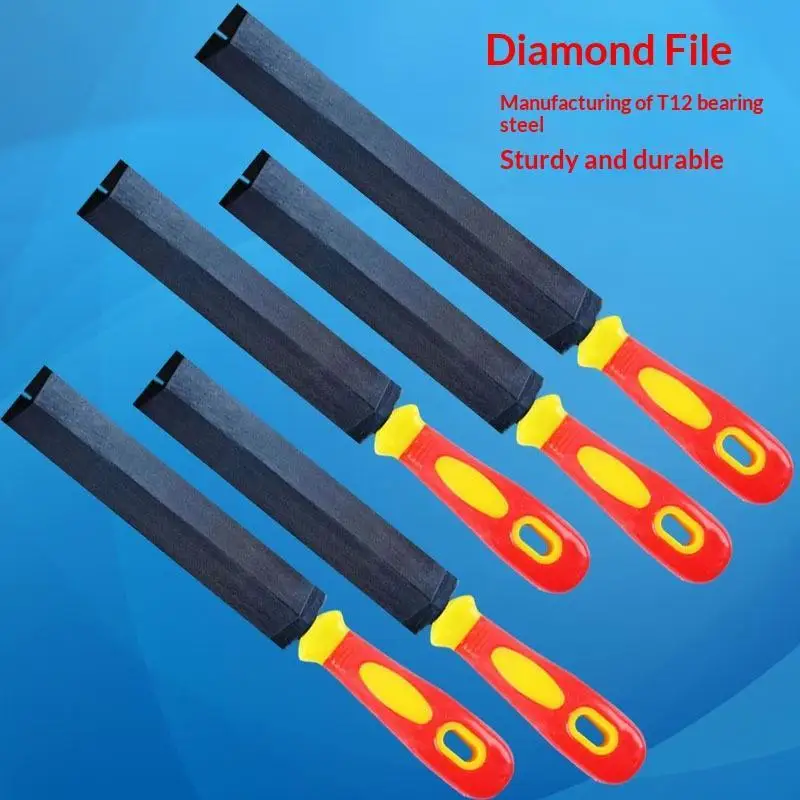 1 Pack T12 Bearing Steel Rhombus Files With Non Slip Handles Sturdy Durable For Woodworking Metal Grinding DIY Tasks