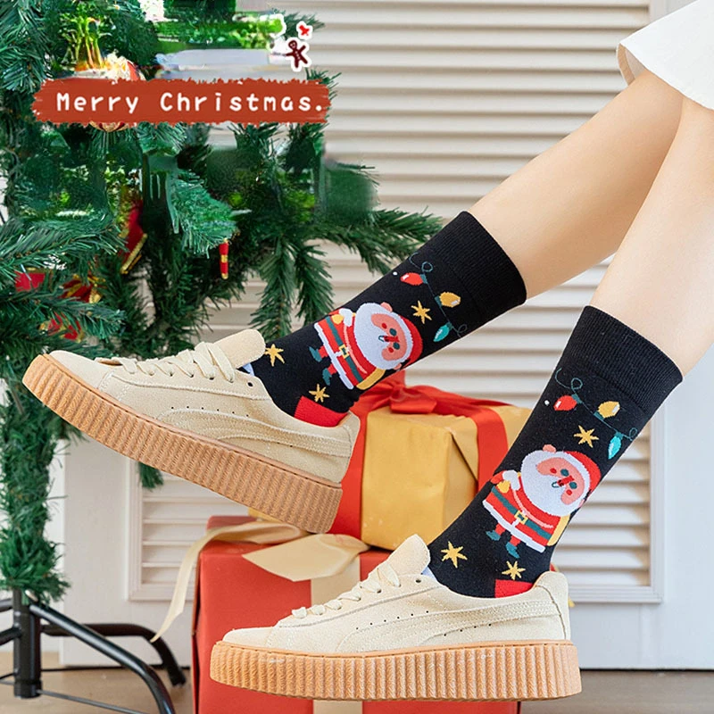 New Cartoon Christmas Gift Socks Street Sports Trend Couples Cotton Socks