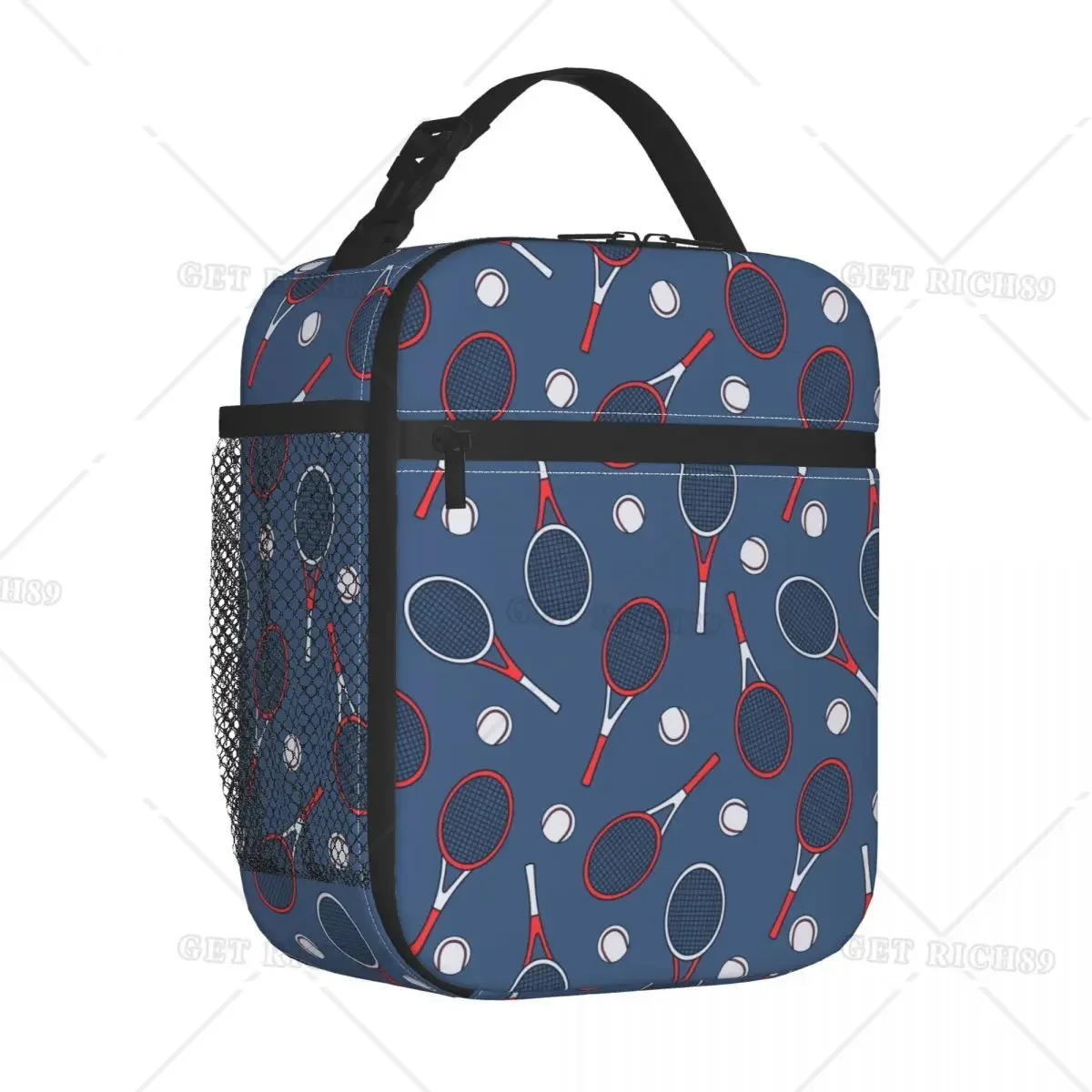 Sport Equipment Tennis Rackets and Balls Icons Accessories Insulated Lunch Bags for Women Men Lunch Container All Season Cooler