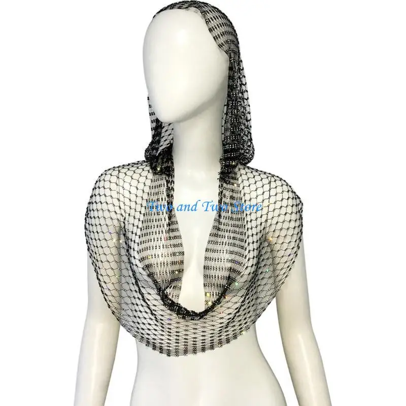 

HX6F Breathable Polyester Hooded Sparkling Crop Tops for Fashion Enthusiasts