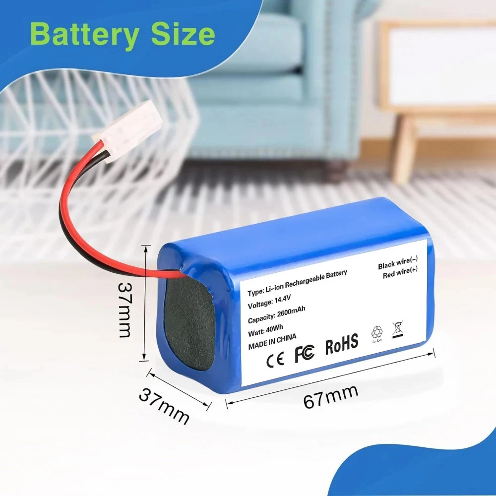 High-Quality 18650 Batteries 14.4V 2600mAh Li ion Battery, for Xiaomi G1 MI Robot Vacuum-Mop Essential MJSTG1 Vacuum Cleaner