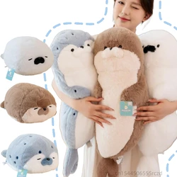 Kawaii Cartoon Sea Creature Sea Otter Plush Doll Pillow Blue Seal Sea Otter Stuffed Animal Birthday Gift For Boys And Girls