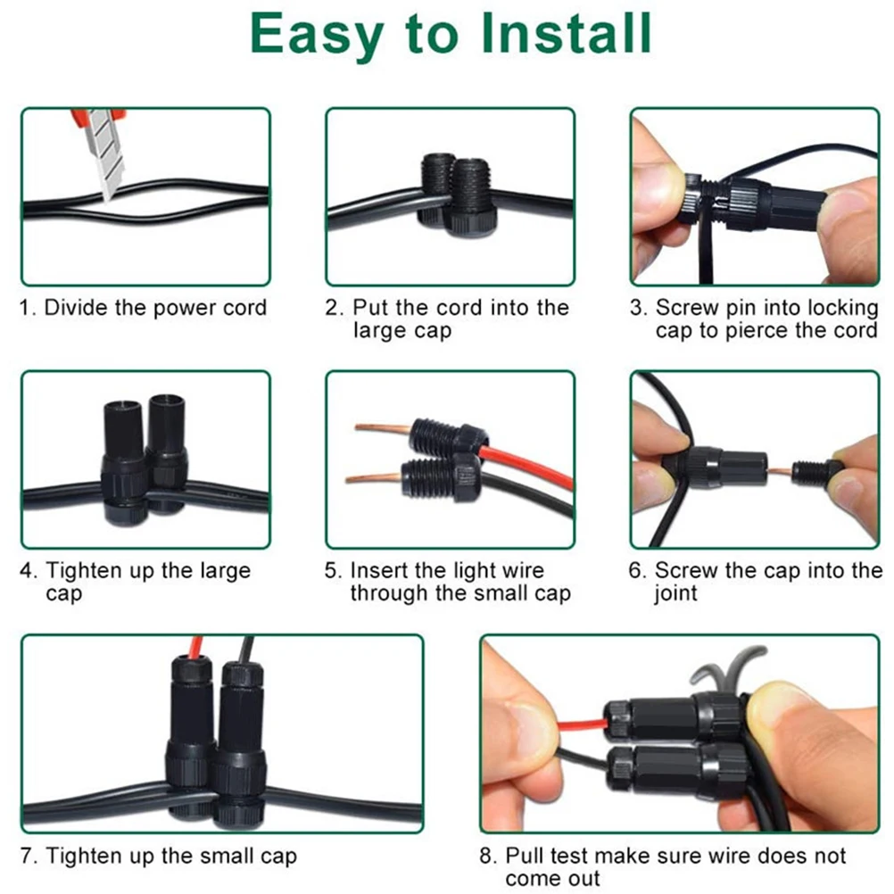 

4pcs Low Voltage Wire Connectors L scape Lighting Waterproof No Gap Black Solar Lights Outdoor Garden Driveway Yard Patios Walls