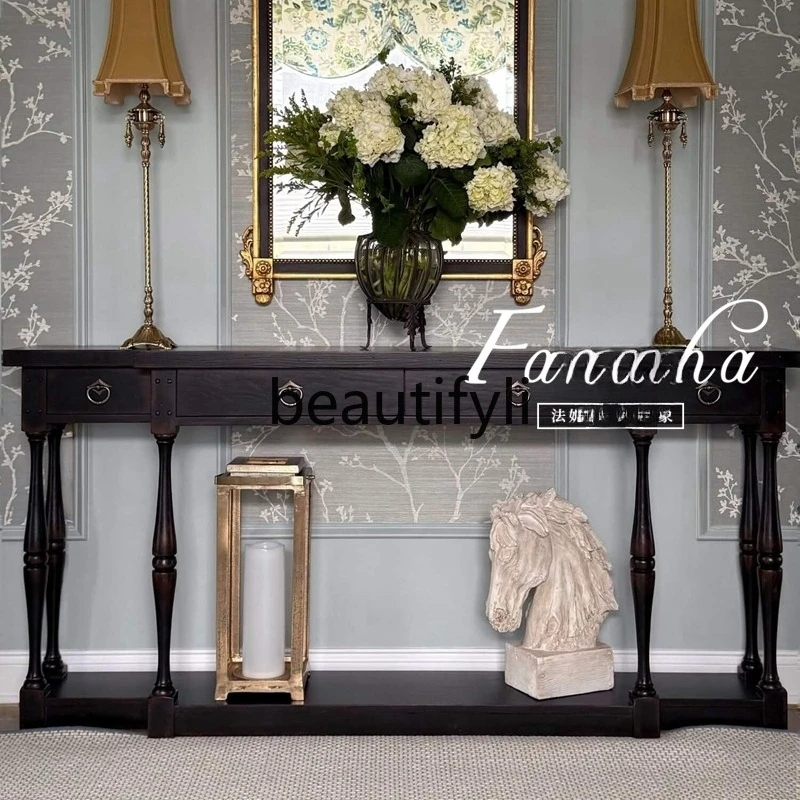 

American solid wood entrance cabinet against the wall French retro entrance table living room case decorative cabinet