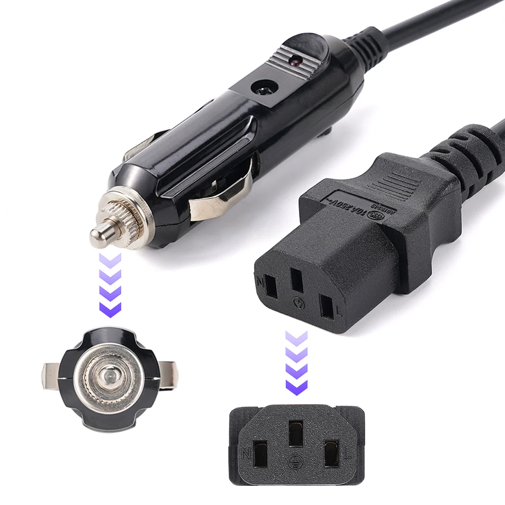 1.5M Car Power Cord 3-Pin Plug Cigarette Lighter Male Plug Cable for Truck Rice Cooker Electric Pressure Cookers Car Universal