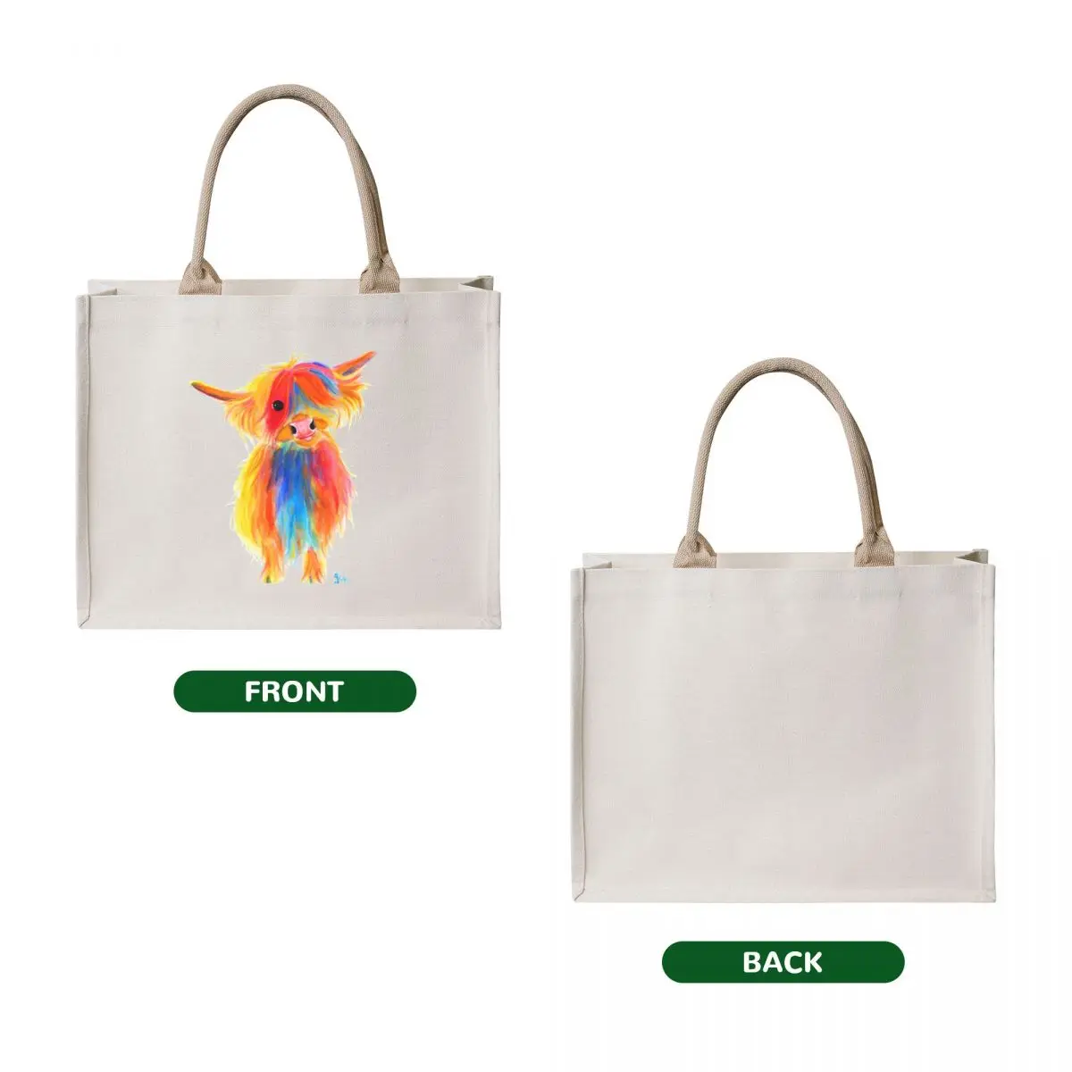 Scottish Highland Cow PRiNT ' ANGEL ' by Shirley MacArthur Tote Bag tote bags men Fabric bag shopping cart bags