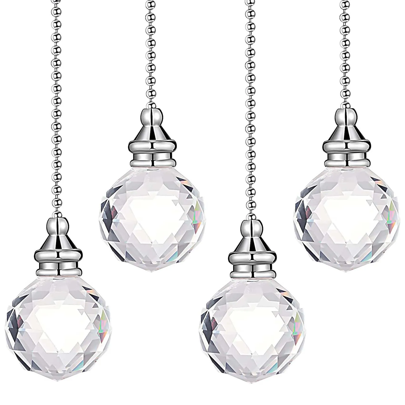 Crystal Pendant Pull Chains Ceiling Fan Chain Extension Crystal Prism Chain Extender for Bathroom Ceiling Light Fan