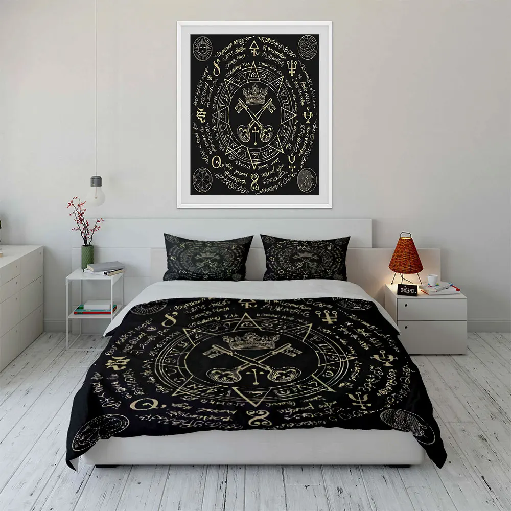 Mystical Symbols and Design Print Soft Comfortable Duvet Cover Bedding Set Included 1*Duvet Cover  2*Pillowcases Luxury Gift