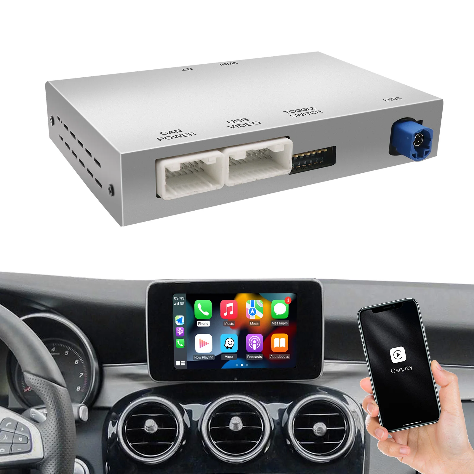 Android Auto CarPlay Upgrade Autoradio Voice Control USB Plug-n-Play For Mercedes Benz NTG4.0/4.5/5.0/5.5/6.0 W117 W246