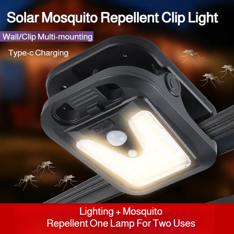 

3-режимное освещение, солнечный зажим, новый модернизированный настенный светильник для наружного сада с умным датчиком, водонепроницаемое освещение двора и патио