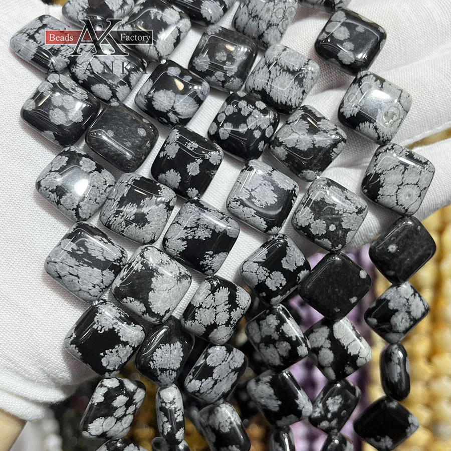 Natural Snowflake Stone Oblique Square Shape Loose Beads Jewelry Making DIY Necklace Bracelet Accessory 15''15mm